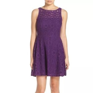 BB DAKOTA Women's Size 2 Purple Lace Fit Flare Mini Dress